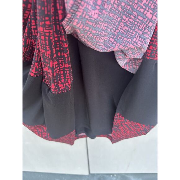 Ralph Lauren Sheath Dress SZ 20W Red Black Print Jersey Knit Ruched Gathered - Picture 7 of 11